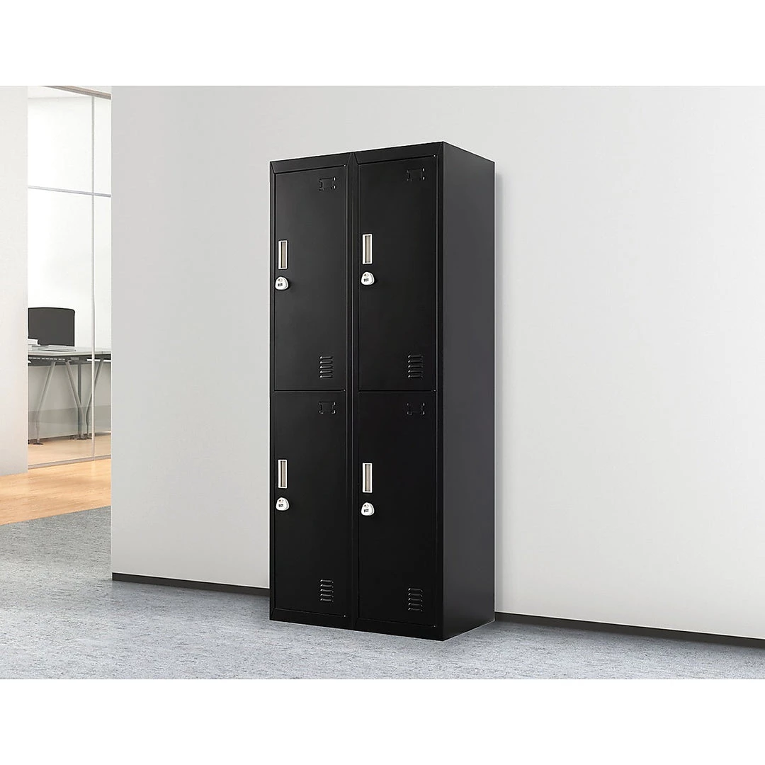 Salvatore Angelotti Black Four-Door Office Gym Shed Storage Locker- 3-Digit Combination Lock