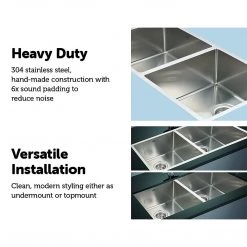 Brienz DIY & Renovation 1.2mm Handmade Double Stainless Steel Sink With Waste - 865x440mm