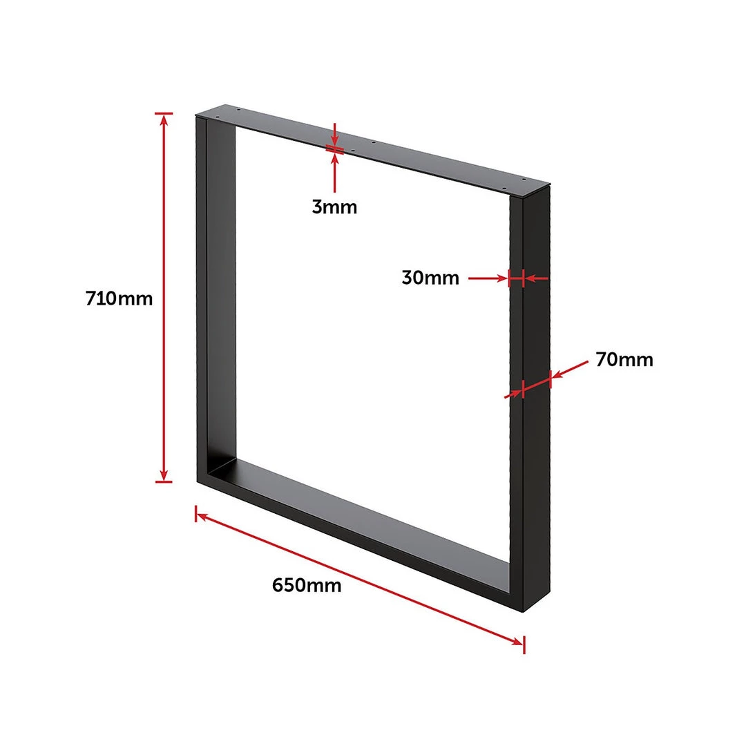 Della Francesca Furniture Square-Shaped Table Bench Desk Legs Retro Industrial Design Fully Welded - Black
