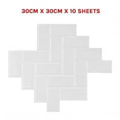 Randy & Travis Machinery Tiles 3D Peel And Stick Wall Tile Herringbone White ({{Size}} X 10 Sheets)