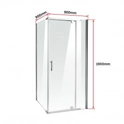 Della Francesca 900 X 900 X 1900mm Framed Safety Glass Pivot Door Shower Screen In CHROME