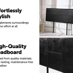 Palermo Double Black PU Leather Bed Headboard Bedhead Furniture