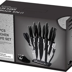 FactoryFast.com.au Kitchen 17 Pc Knife Set W/ Block & Sharpener Chef Bread Steak Knives