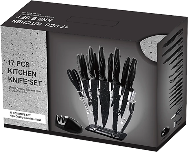 FactoryFast.com.au Kitchen 17 Pc Knife Set W/ Block & Sharpener Chef Bread Steak Knives