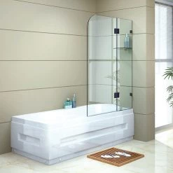 90 X 145cm Frameless Glass Bath Screen By Della Francesca Hardware: BLACK DIY & Renovation