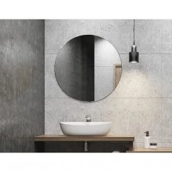 80cm Round Wall Mirror Bathroom Makeup Mirror By Della Francesca - Black