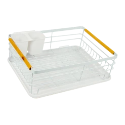 Randy & Travis Machinery Home & Lifestyle Metal Dish Drying Rack Drainboard Holder Tray Kitchen Plates Cutlery Wood Handle