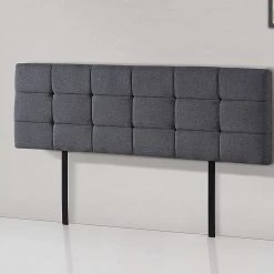 Palermo Grey Linen Fabric King Deluxe Tufted Headboard Bedhead