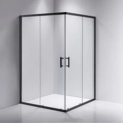 Della Francesca 1200 X 800mm Sliding Door Nano Safety Glass Shower Screen In Black