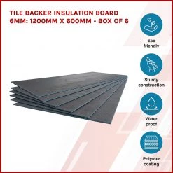 Della Francesca Tile Backer Insulation Board 6MM: 1200mm X 600mm - Box Of 6 DIY & Renovation