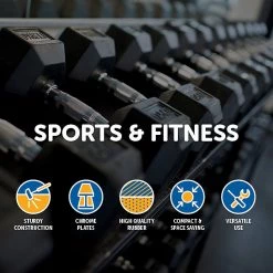 Randy & Travis Machinery 25kg Commercial Rubber Hex Dumbbell Gym Weight Sports & Fitness