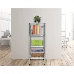 Palermo Furniture Modular Chrome Wire Storage Shelf 180 X 35 X 35cm Steel Shelving