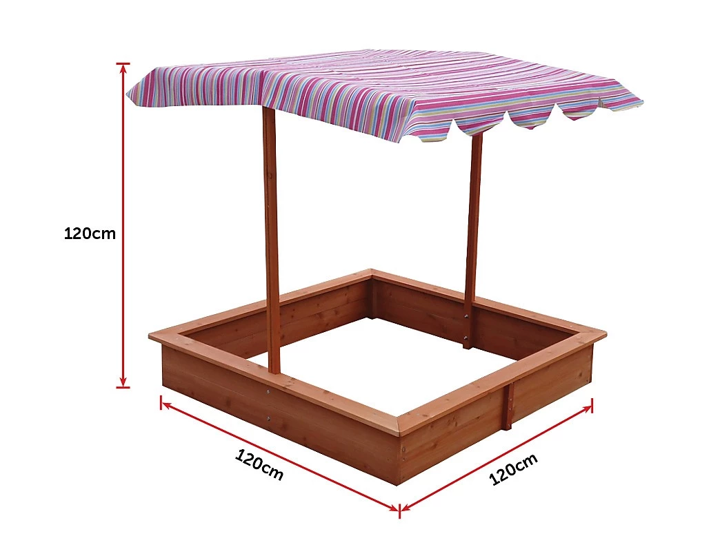 Brienz Games & Hobbies Kids Wooden Toy Sandpit With Adjustable Canopy
