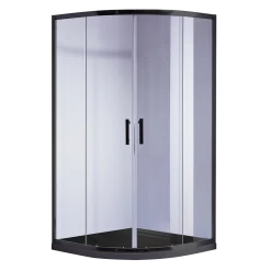 Della Francesca 100 X 100cm Rounded Sliding 6mm Curved Shower Screen With Base In Black