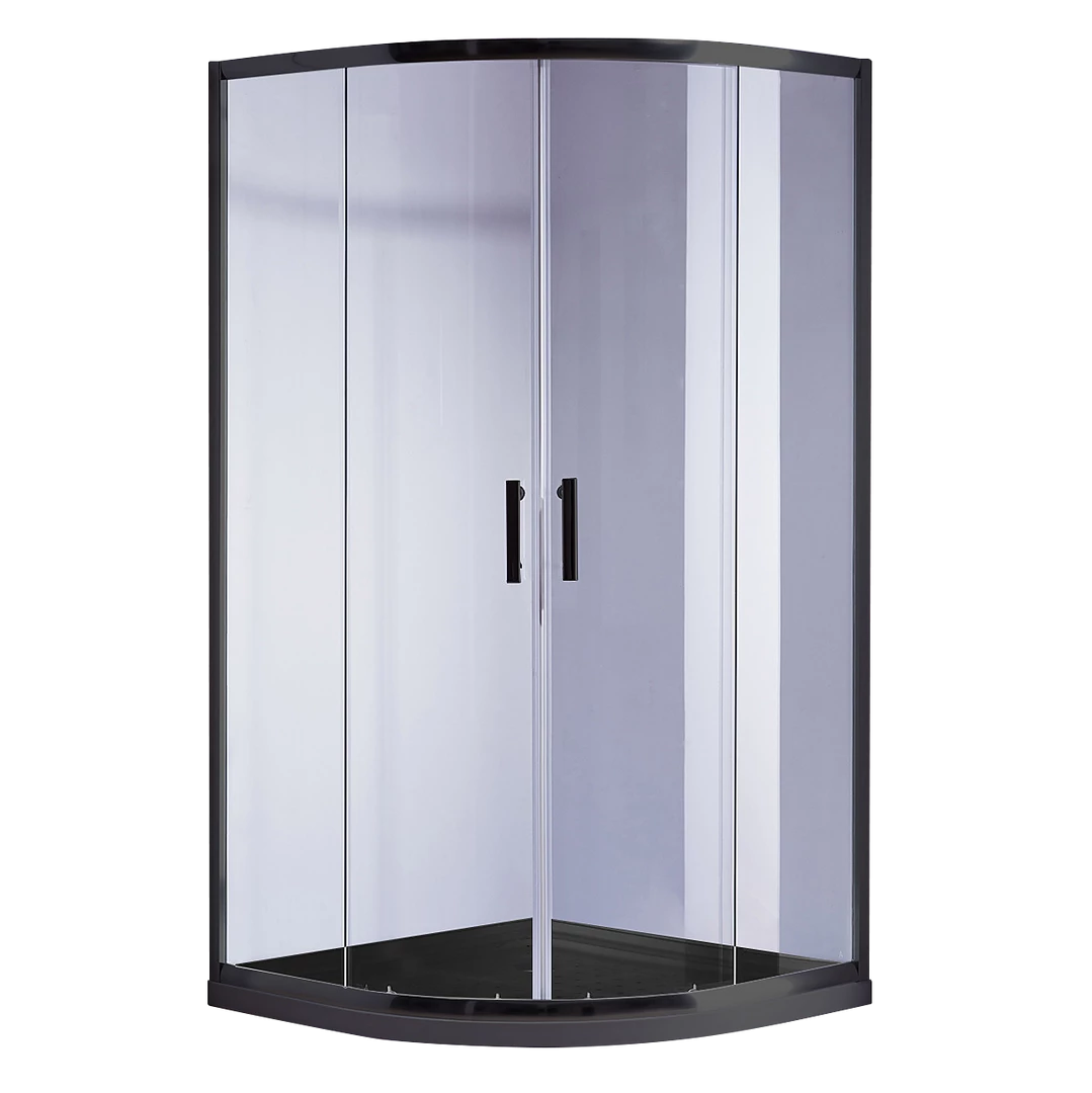 Della Francesca 100 X 100cm Rounded Sliding 6mm Curved Shower Screen With Base In Black