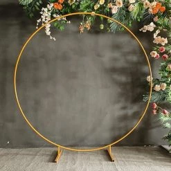 Randy & Travis Machinery 2M Wedding Hoop Round Circle Arch Backdrop Flower Display Stand Frame Background Gold