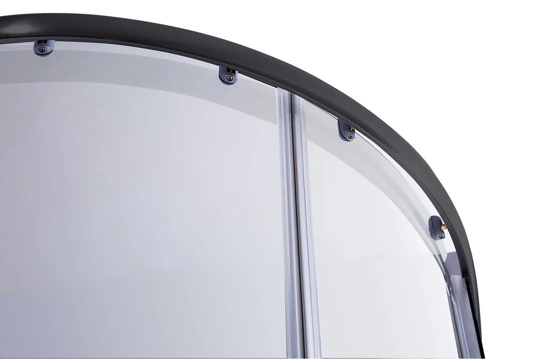 Della Francesca 100 X 100cm Rounded Sliding 6mm Curved Shower Screen With Base In Black