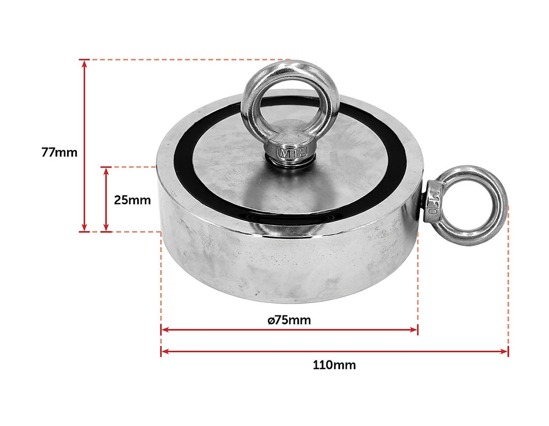 FactoryFast.com.au 340Kg Salvage Strong Recovery Magnet Neodymium Hook Treasure Hunting Fishing