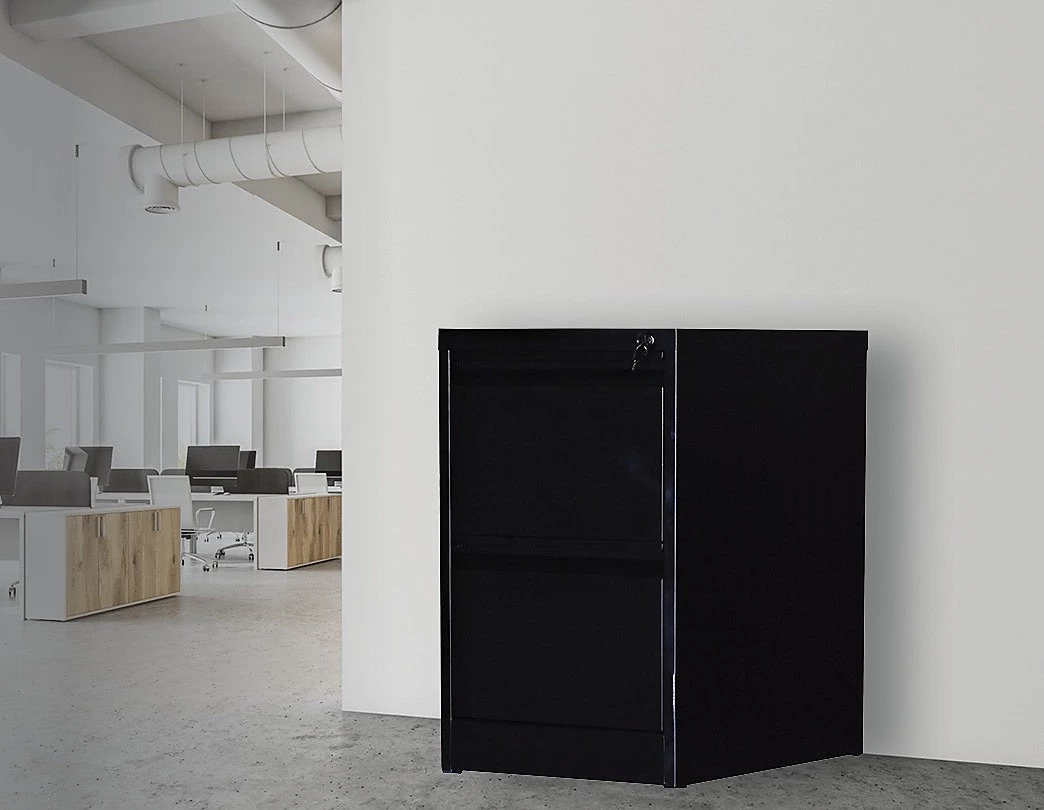 Salvatore Angelotti Furniture 2-Drawer Shelf Office Gym Filing Storage Locker Cabinet - Black