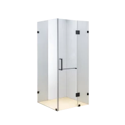 100 X 100cm Frameless 10mm Glass Shower Screen By Della Francesca BLACK Hinges/Brackets And SQUARE Handle DIY & Renovation