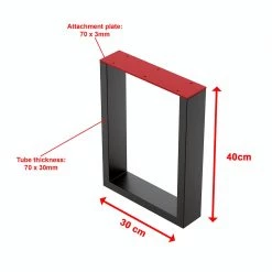 Della Francesca Trapezoid-Shaped Table Bench Desk Legs Retro Industrial Design Fully Welded - Black