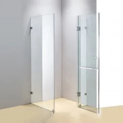 90 X 90cm Frameless 10mm Glass Shower Screen By Della Francesca CHROME Hinges/Brackets And SQUARE Handle DIY & Renovation