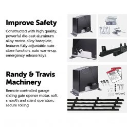 Randy & Travis Machinery 1000KG Auto Slide Sliding Gate Opener Automatic W 4m Rail DIY & Renovation