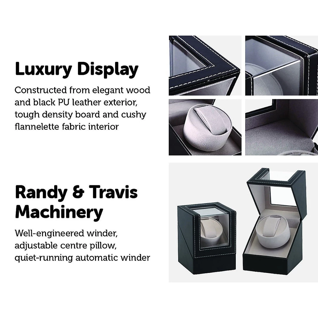Randy & Travis Machinery Games & Hobbies Automatic Watch Winder Display Box Case Motor Rotation Storage PU Leather