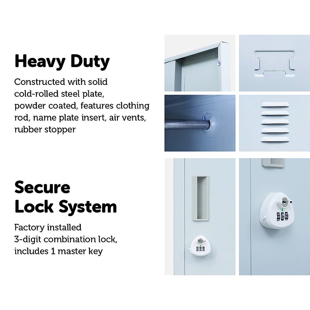 Salvatore Angelotti Grey One-Door Office Gym Shed Clothing Locker Cabinet - 3-Digit Combination Lock Furniture