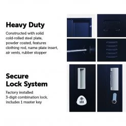 Salvatore Angelotti Black 2-Door Locker For Office Gym Shed School Home Storage - 3-Digit Combination Lock