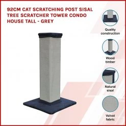 Randy & Travis Machinery 92cm Cat Scratching Post Sisal Tree Scratcher Tower Condo House Tall - Grey Home & Lifestyle