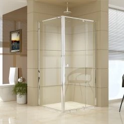 Della Francesca DIY & Renovation Front: (98~106) X 195cm Adjustable Semi Frameless Shower Screen In Chrome Side: (89~92) X 195cm