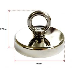 Randy & Travis Machinery Games & Hobbies Round Neodymium Fishing Magnet With Countersunk Hole And Eyebolt, 500 LBS Pull