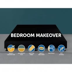 Furniture Palermo King Ensemble Bed Base Midnight Black Linen Fabric