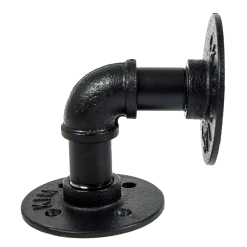 Randy & Travis Machinery Industrial Black Iron Pipe Bracket Wall Mounted Floating Shelf - Set Of 2