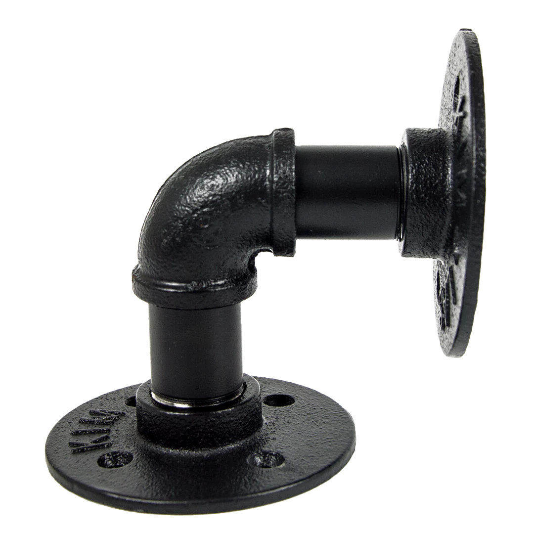 Randy & Travis Machinery Industrial Black Iron Pipe Bracket Wall Mounted Floating Shelf - Set Of 2