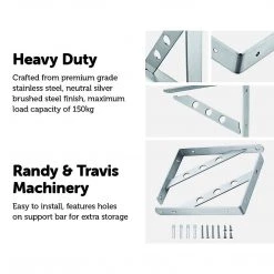 Randy & Travis Machinery Furniture L Bracket Heavy Duty Stainless Steel Solid Shelf Support Corner Brace 2-Pack