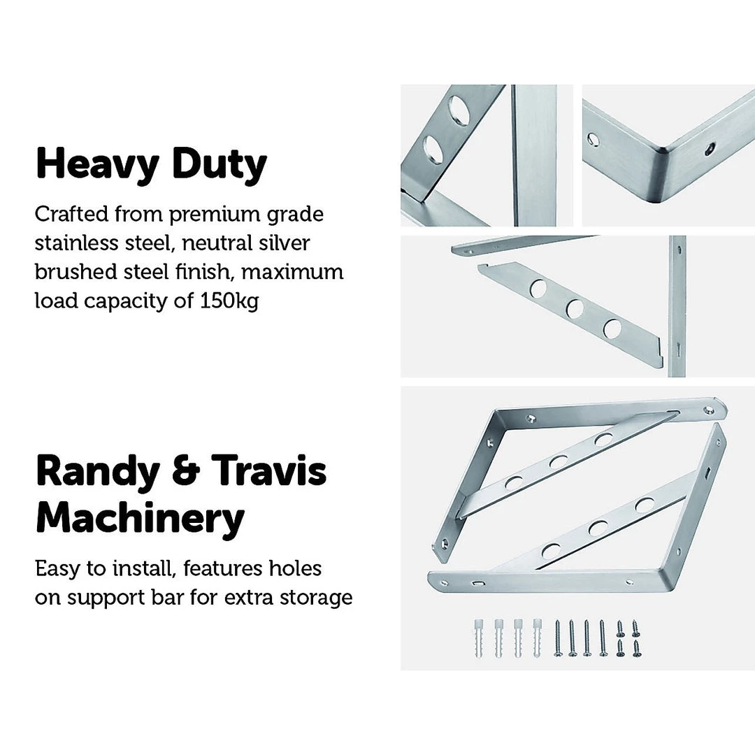 Randy & Travis Machinery Furniture L Bracket Heavy Duty Stainless Steel Solid Shelf Support Corner Brace 2-Pack