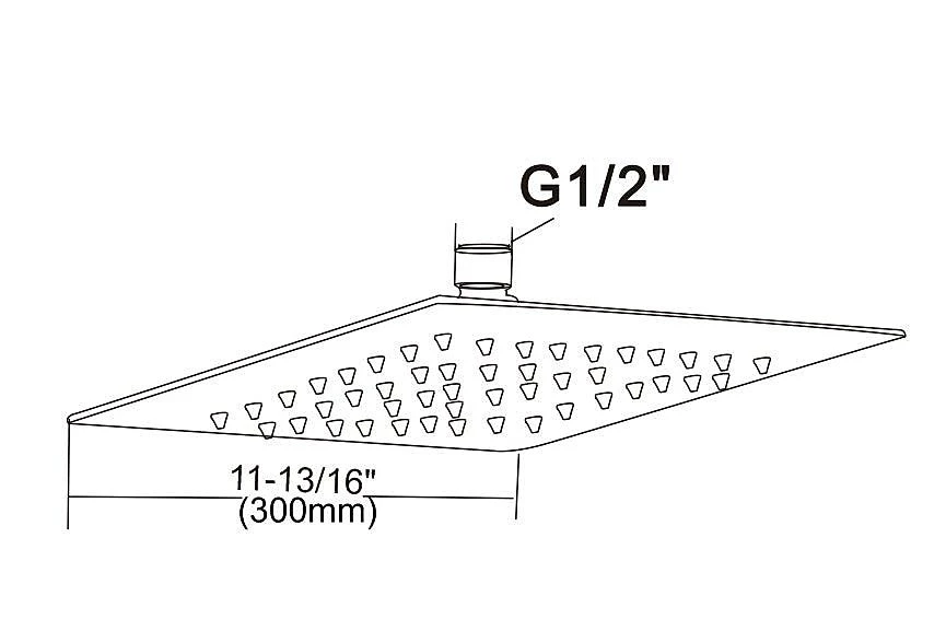 Della Francesca 300mm Shower Head Square 304SS Polished Chrome Finish