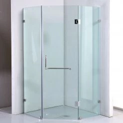 DIY & Renovation 900 X 900mm Frameless 10mm Glass Shower Screen By Della Francesca CHROME Hinges/Brackets And Round Handle
