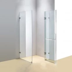 110 X 80cm Frameless 10mm Glass Shower Screen By Della Francesca CHROME Hinges/Brackets And SQUARE Handle DIY & Renovation