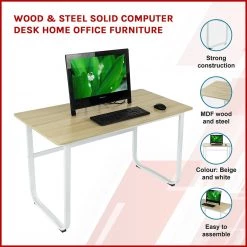 Randy & Travis Machinery Wood & Steel Solid Computer Desk Home Office Furniture