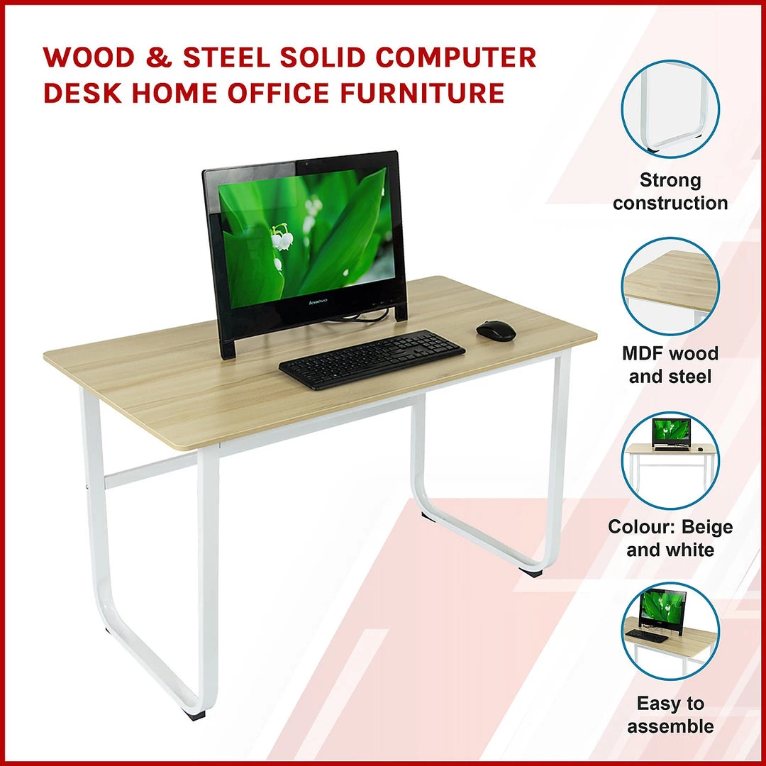 Randy & Travis Machinery Wood & Steel Solid Computer Desk Home Office Furniture