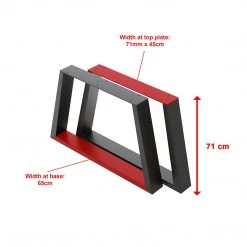 Della Francesca Furniture Trapezium-Shaped Table Bench Desk Legs Retro Industrial Design Fully Welded - Black