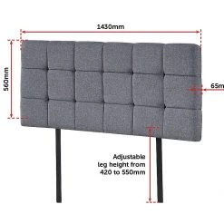 Palermo Grey Linen Fabric Double Deluxe Tufted Headboard Bedhead Furniture