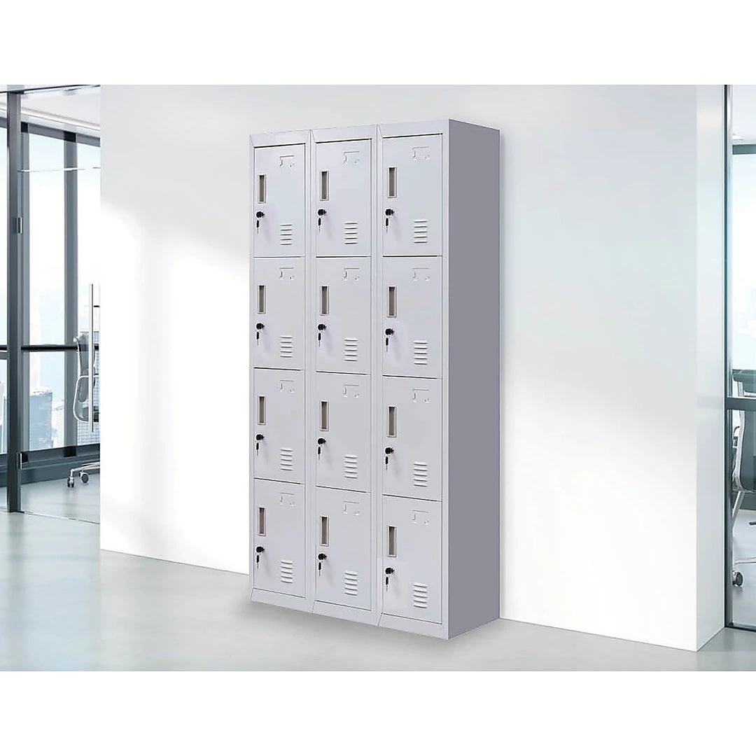 Salvatore Angelotti Furniture Grey 12-Door Locker For Office Gym Shed School Home Storage - Standard Lock With 2 Keys