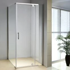 Della Francesca 900 X 800 X 1900mm Framed Safety Glass Pivot Door Shower Screen In CHROME