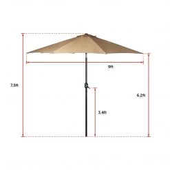 Randy & Travis Machinery 9FT Patio Umbrella Outdoor Garden Table Umbrella With 8 Sturdy Ribs Outdoor & Leisure