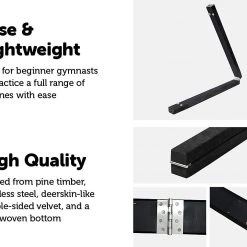 Randy & Travis Machinery 2.2m Gymnastics Folding Balance Beam Black Synthetic Suede Sports & Fitness