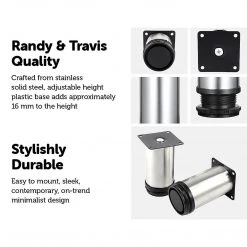 Randy & Travis Machinery DIY & Renovation Stainless Steel Kitchen Adjustable Feet Round Furniture Leg Pack Of 4